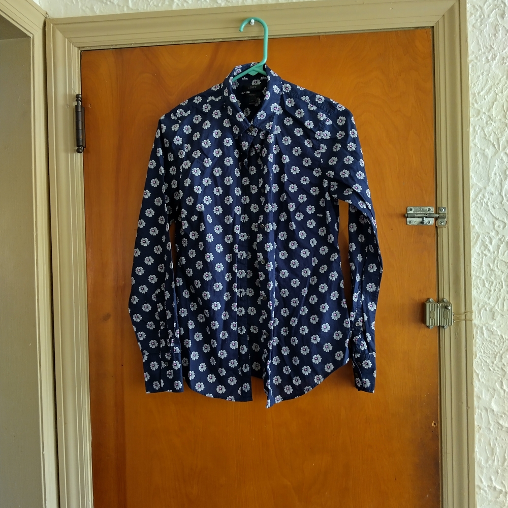 J. Crew Dark Blue Floral Button Down Shirt